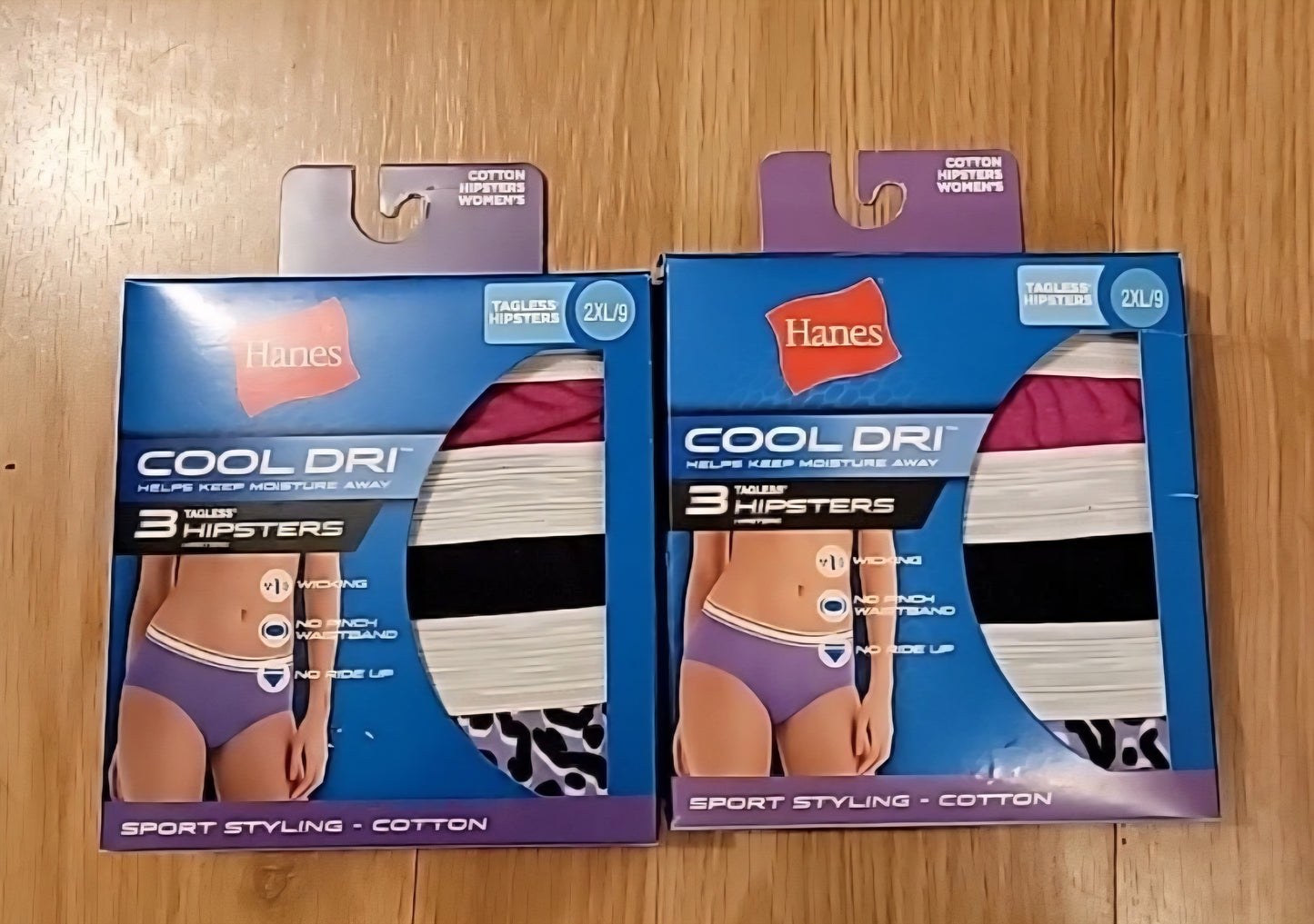 Hanes Cool Dri Womans Tagless Hipsters Size 9 2XL (6 Pairs-2 Boxes)