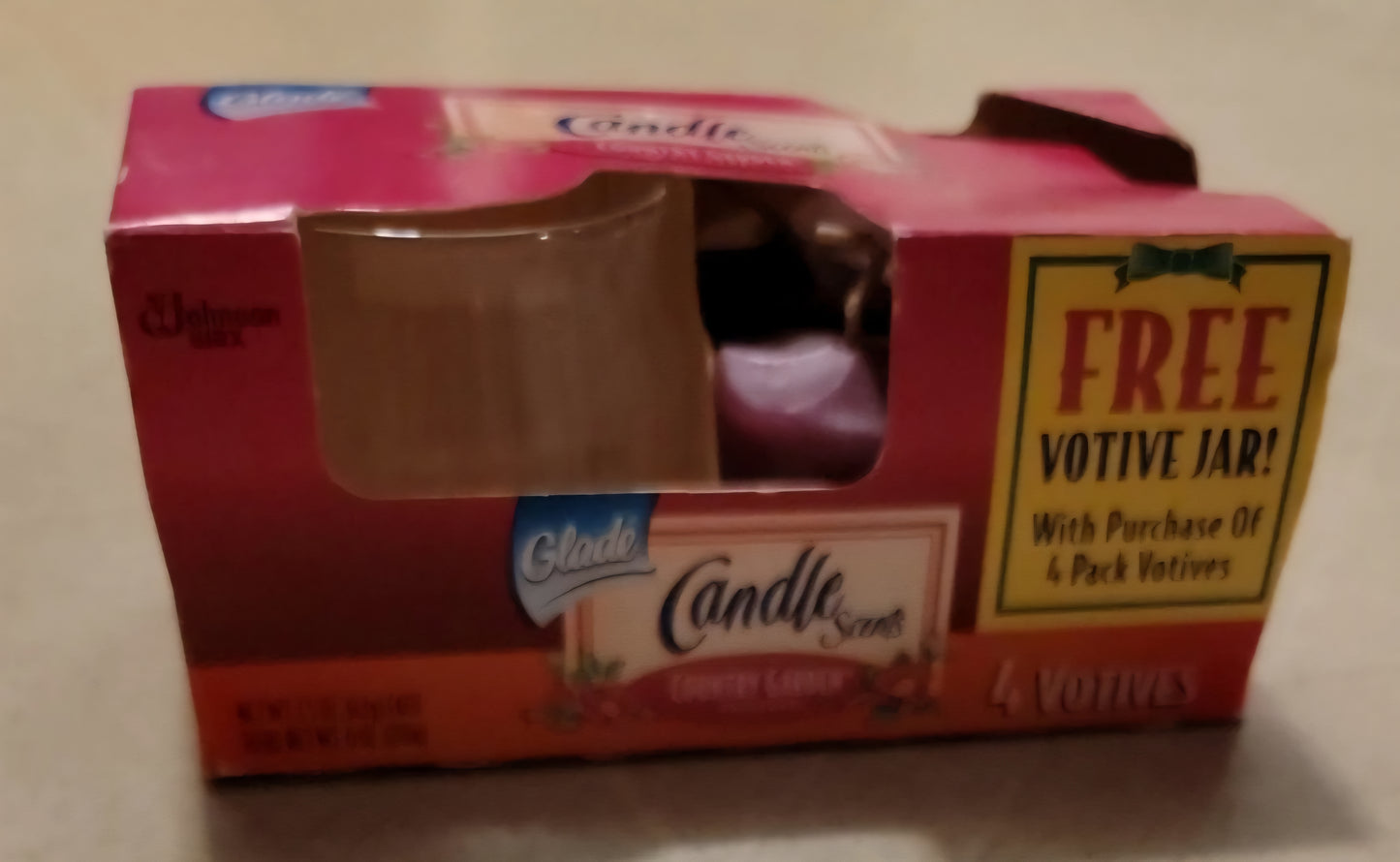 Glade Candle Scents Country Garden Potpourri  4 Votives 1 Glass Holder Jar NOS