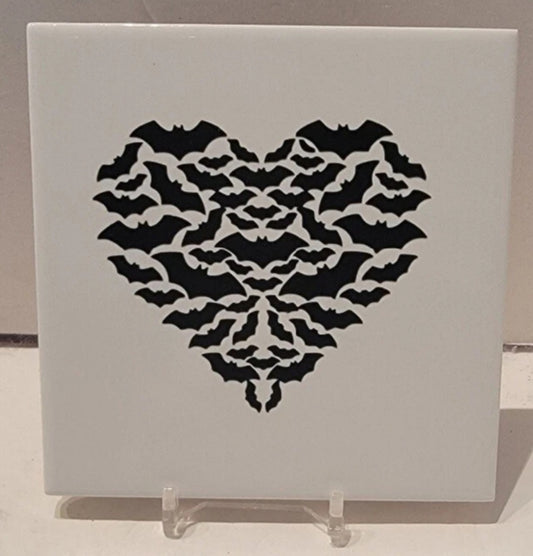 Bat Heart Ceramic Tile Coaster