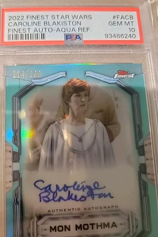 2022 Finest Star Wars Aqua Ref Caroline Blakiston As Mon Mothma Auto PSA 10