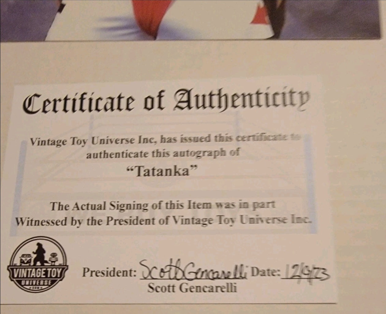 Tatanka Red Hair Autographed Photo With COA