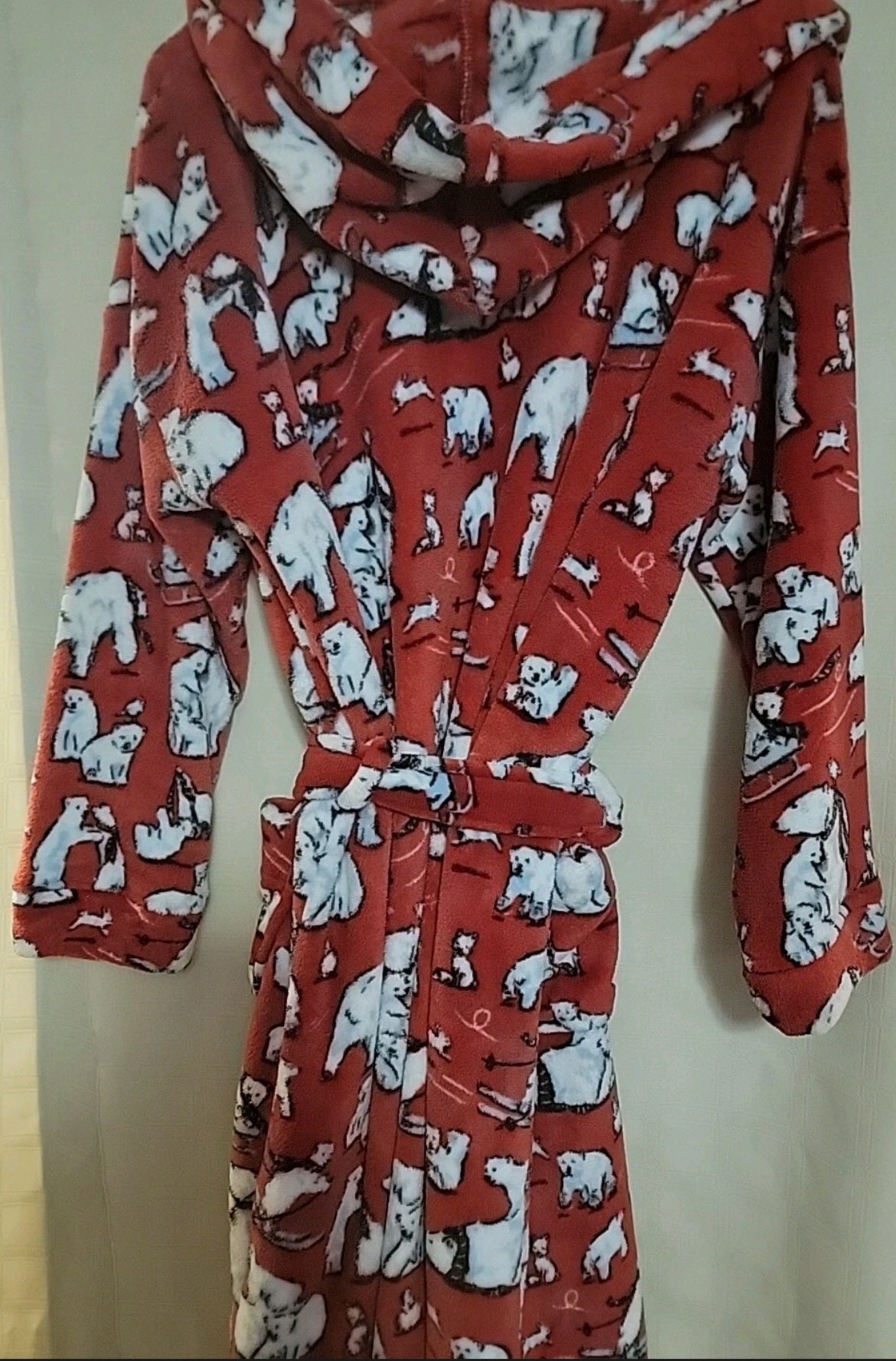 Vera Bradley Plush Fleece Polar Bears Beary Red Belted Hooded Robe Size L/XL