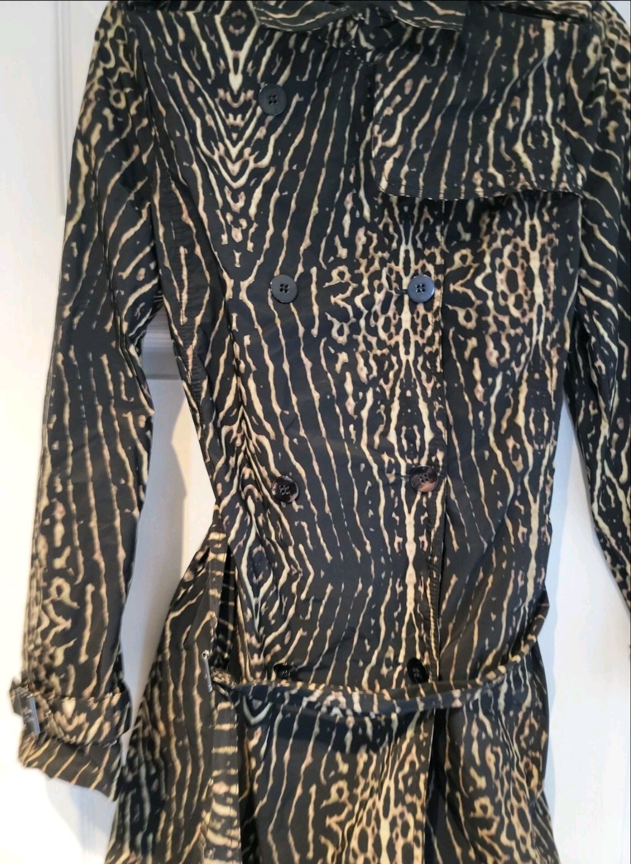 Kenneth Cole New York Animal Print Trench Rain Coat Size Small/Medium
