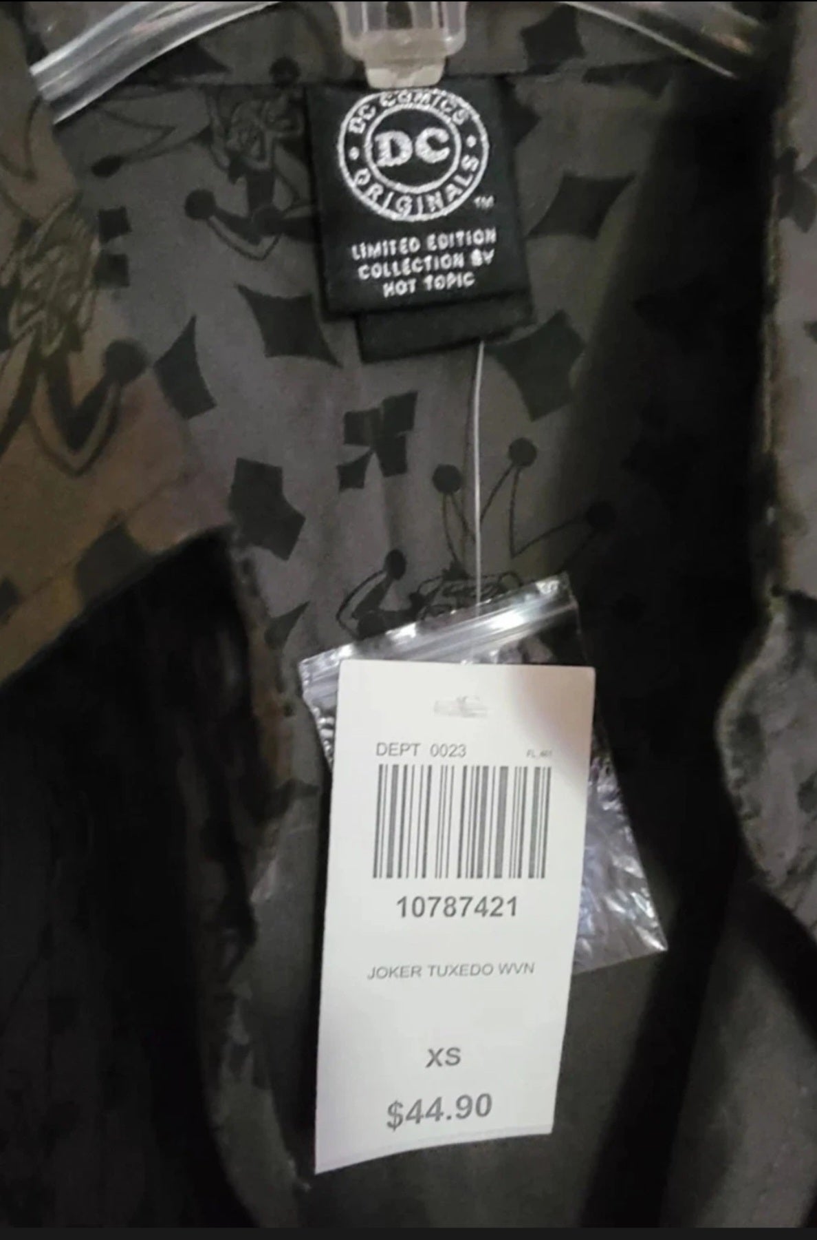 DC Comics The Joker Tuxedo Men's Size XS Button Down Long Sleeve Shirt