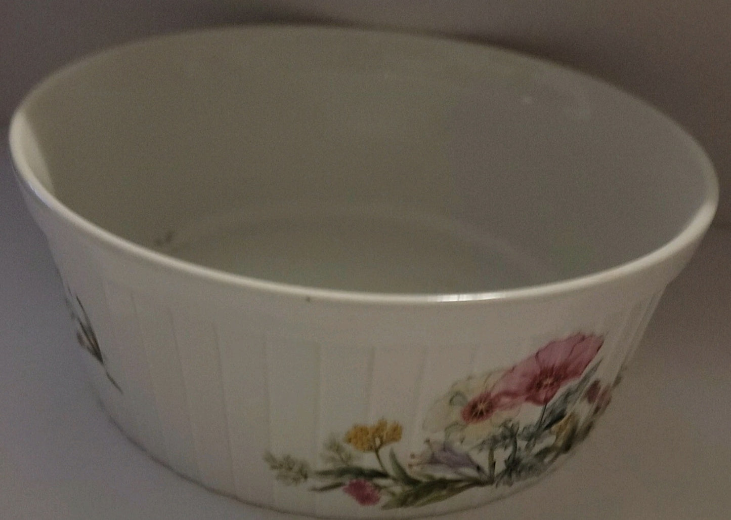 HERITAGE PORCELAIN OVEN WARE JAPAN AU GRATIN WILD FLOWER  CASSEROLES  DISH