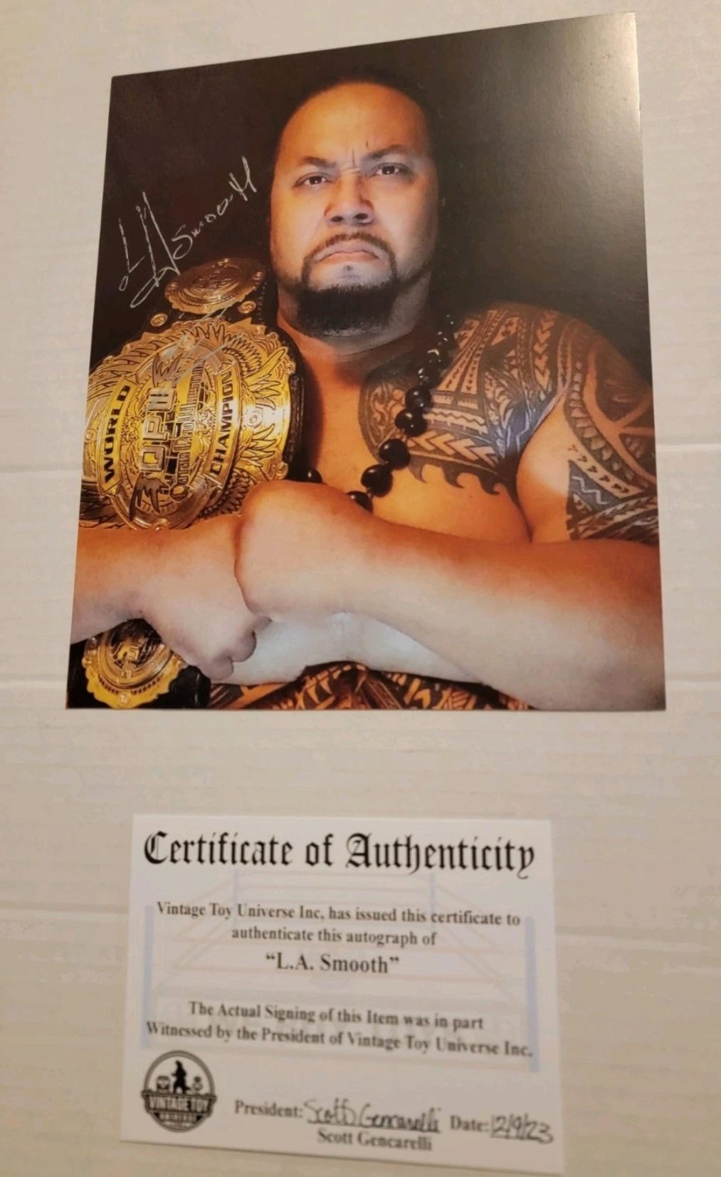 L.A. Smooth With Belt Autographed Photo with COA