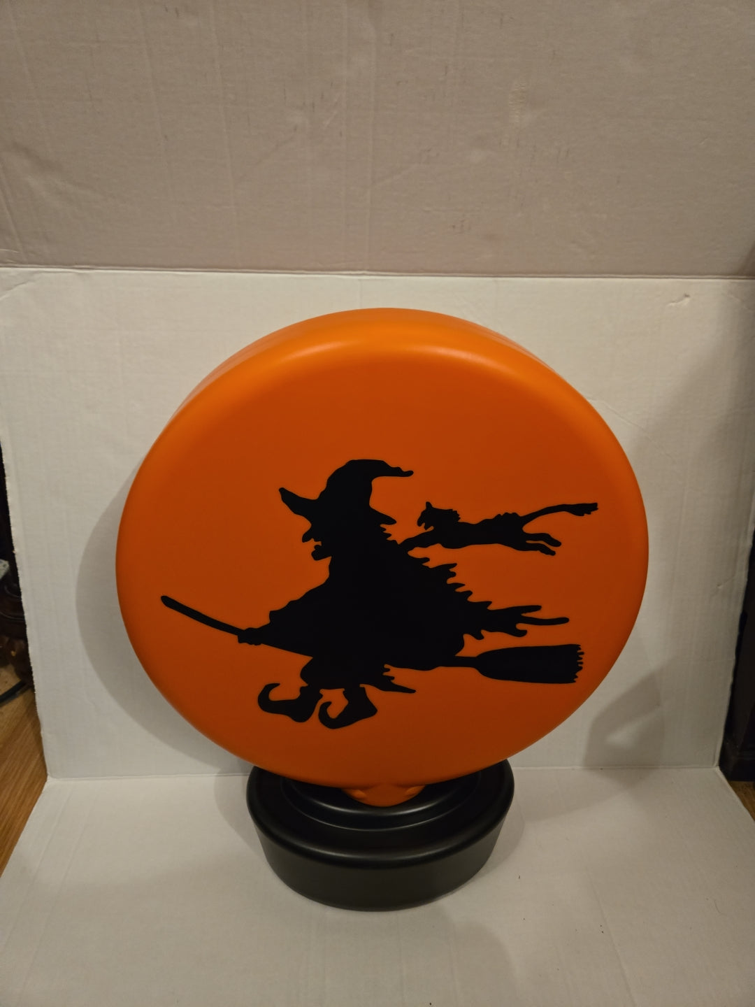 Halloween Blow Mold Flying Witch With Cat 19” Missing Light Kit