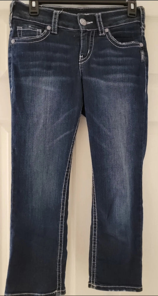 Silver Jeans Co Dark Wash Blue Jeans Suki Capri Size 27x22.5