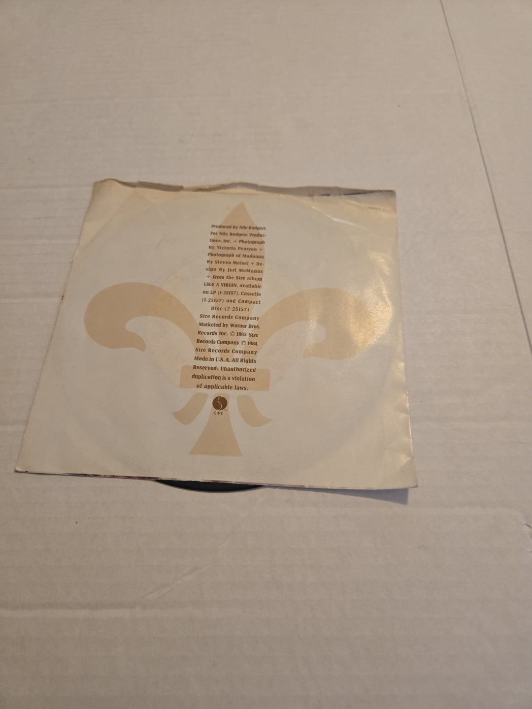 Madonna Material Girl 45RPM Vinyl Record