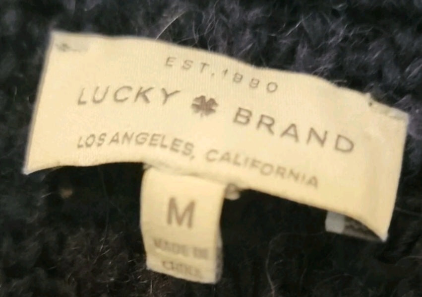 Lucky Brand Cardigan Chunky Knit Soft Full Zip Up Boho Women's Size Medium