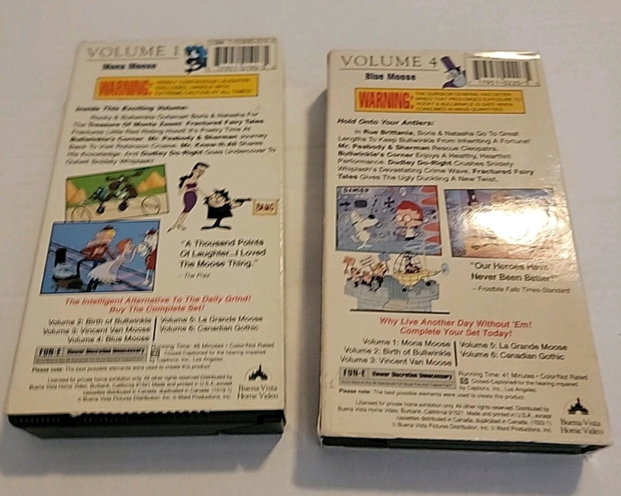 The Adventures of Rocky & Bullwinkle Mona Moose And Blue Moose VHS Tapes