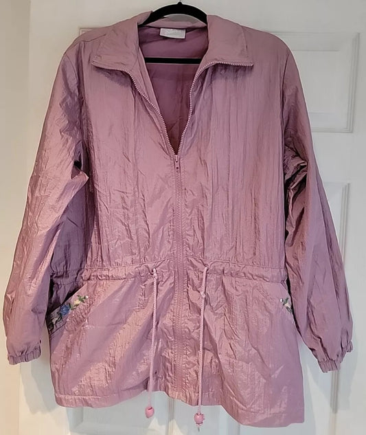 Windbreaker Floral Embroidery Lined Jacket Blair Size L Please Read Description