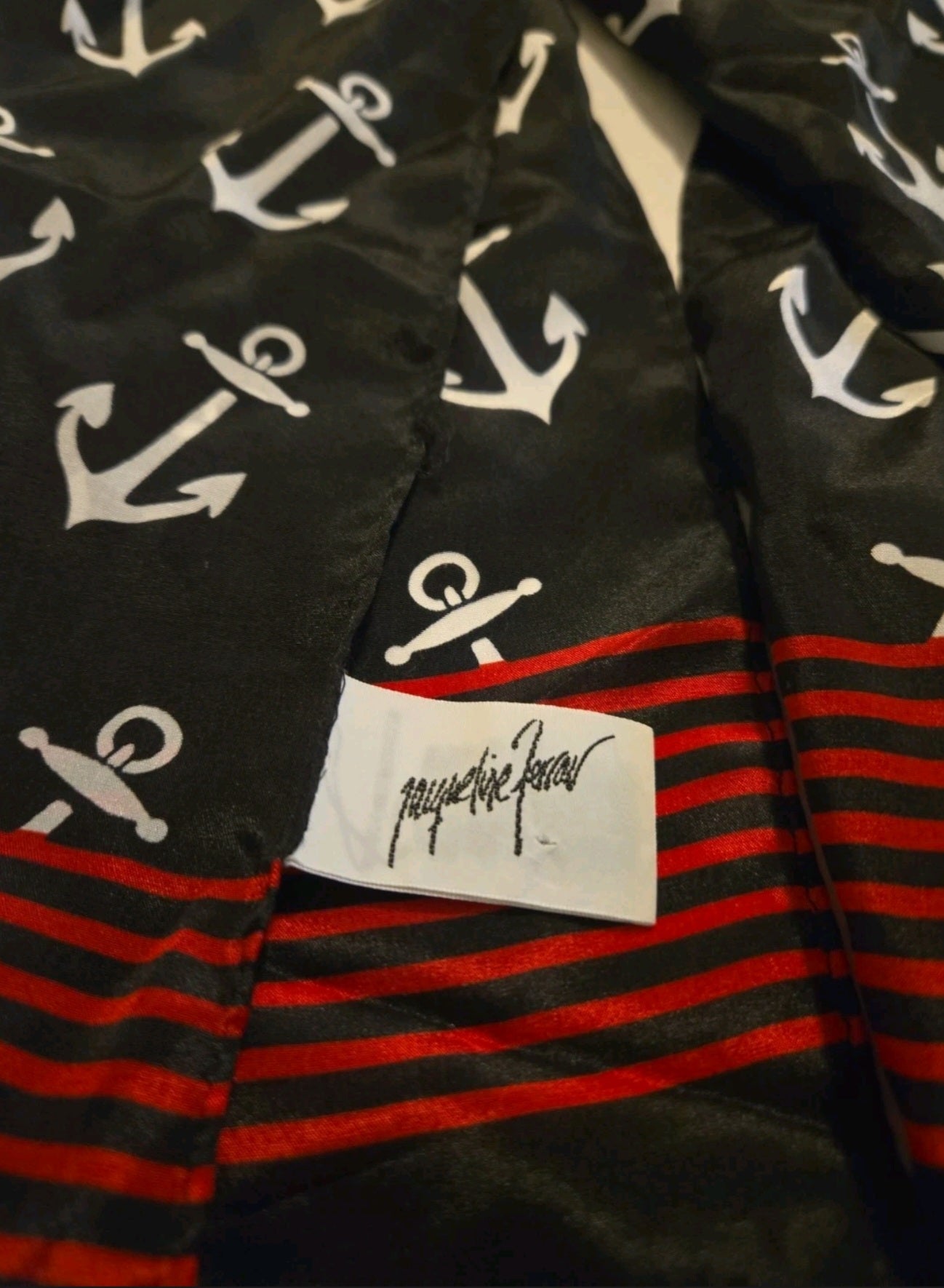 Vintage Women’s 100% Silk Scarf Jacqueline Ferrar Made In Japan Anchor 50"x10"