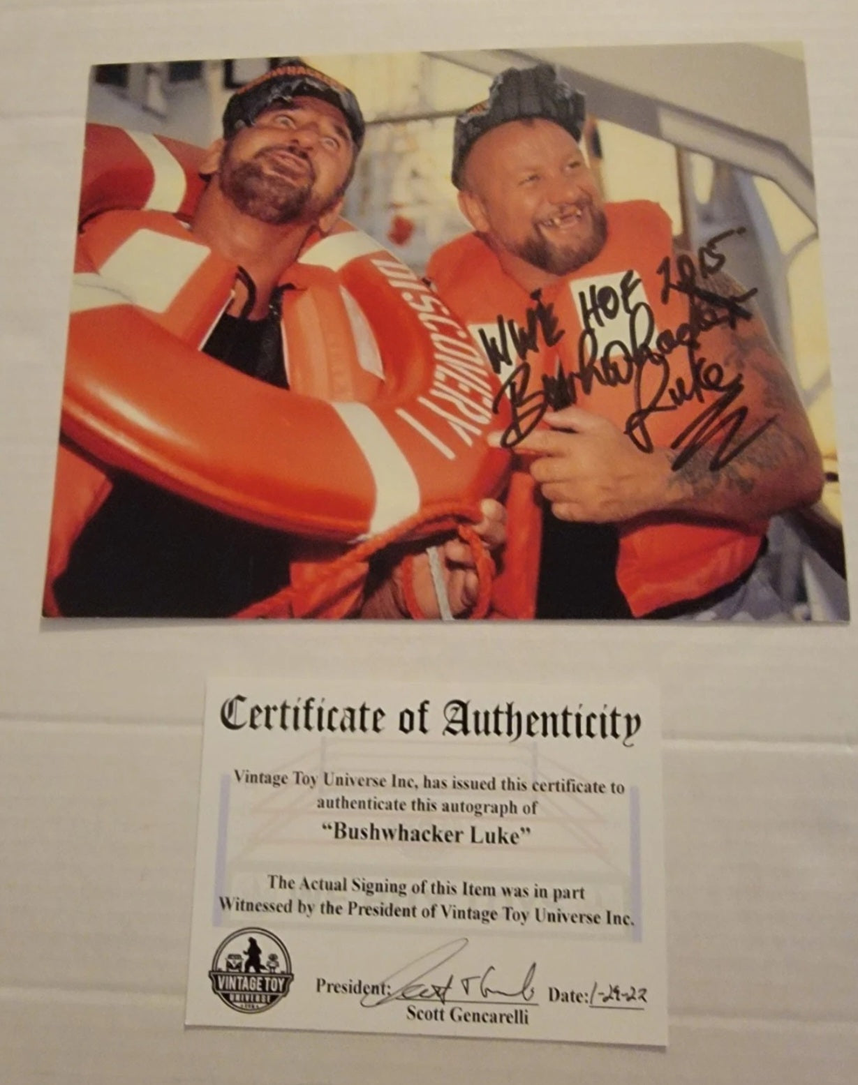 Bushwhackers Luke And Butch Autographed Luke Photo with COA