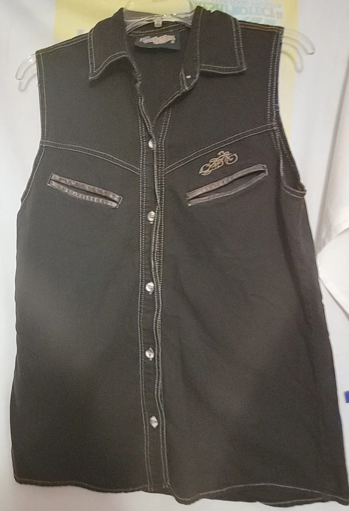Easyriders Sleeveless Button Up Shirt Mens Size Small Embroidered