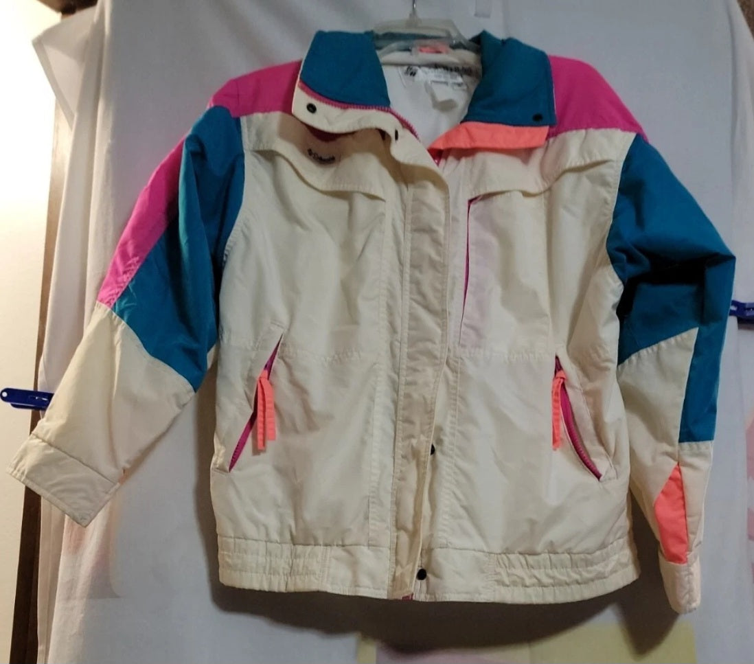 Vintage 90s Neon Columbia Jacket Radial Sleeve Women's Size Medium