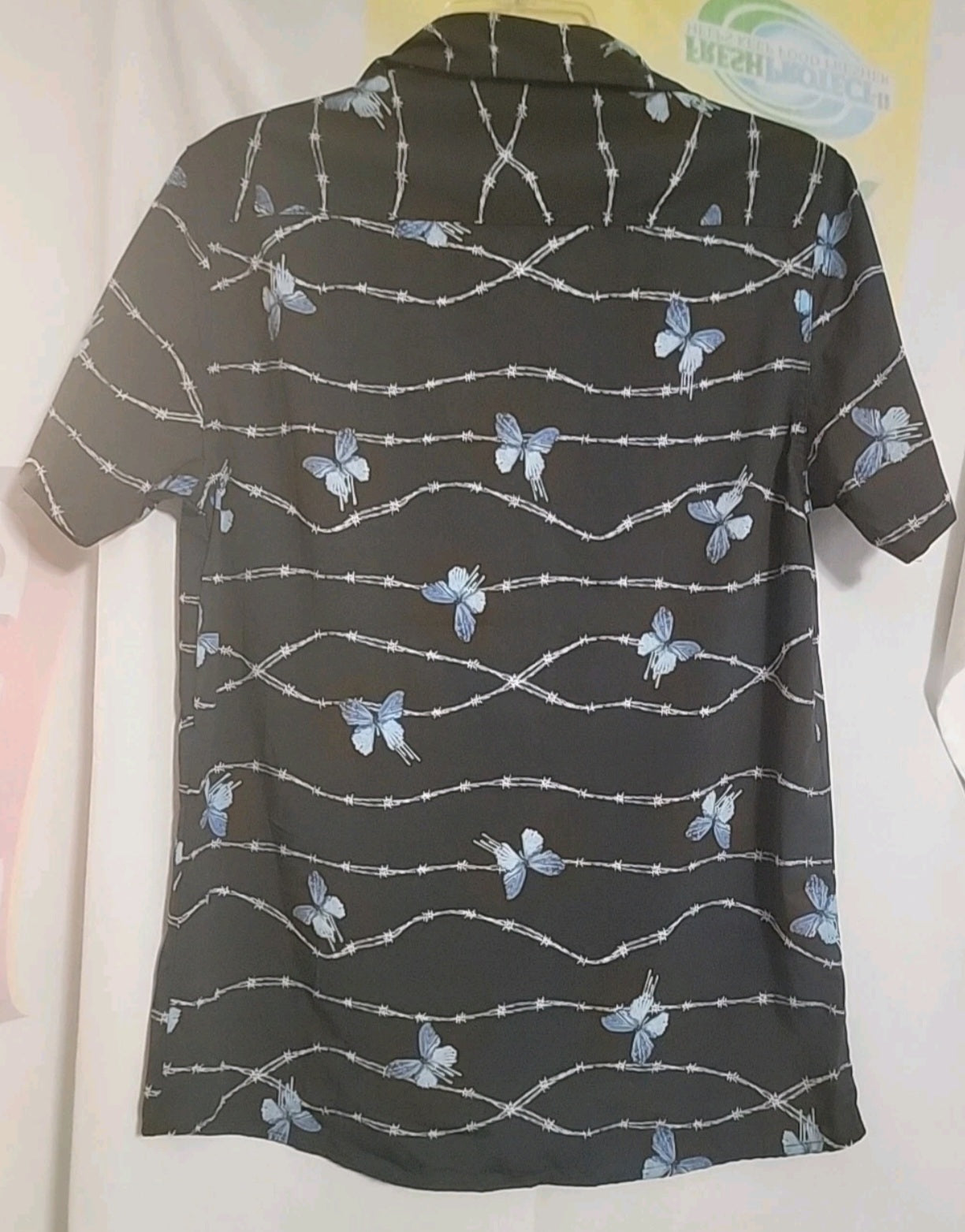 Just Attitude Neon Butterfly Barbed Wire Shirt Mens Size Small