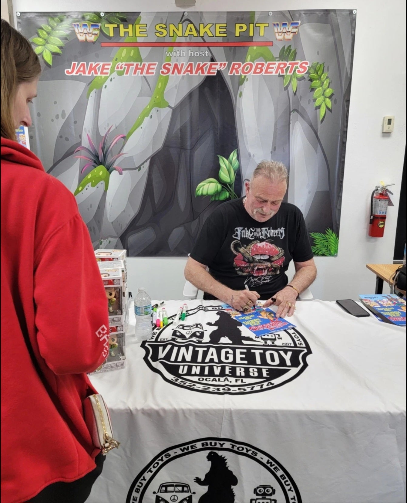 Jake The Snake Roberts Autographed Mini Poster Blue Ink No COA