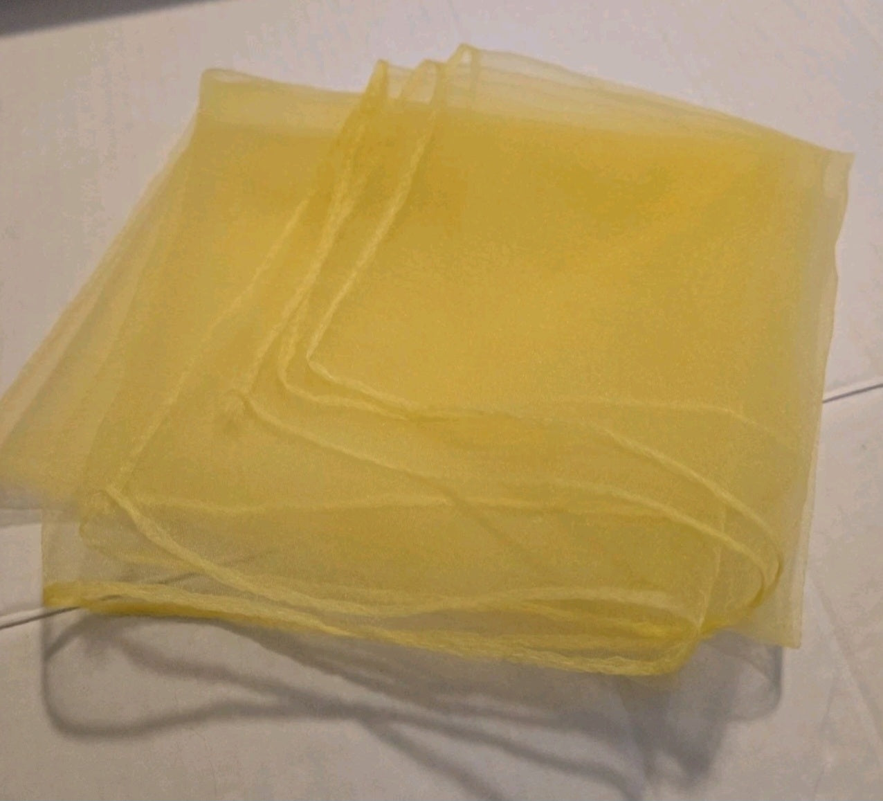 Vintage Ladies Sheer Scarf Pale Yellow 25.5x26