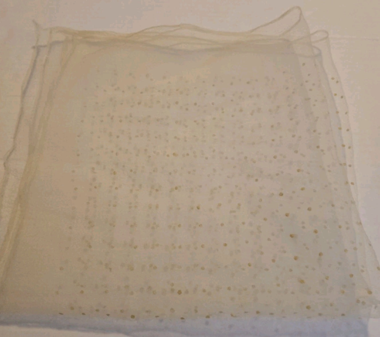 Vintage Ladies Head Scarf Pale Yellow Polka Dot 21.5x22