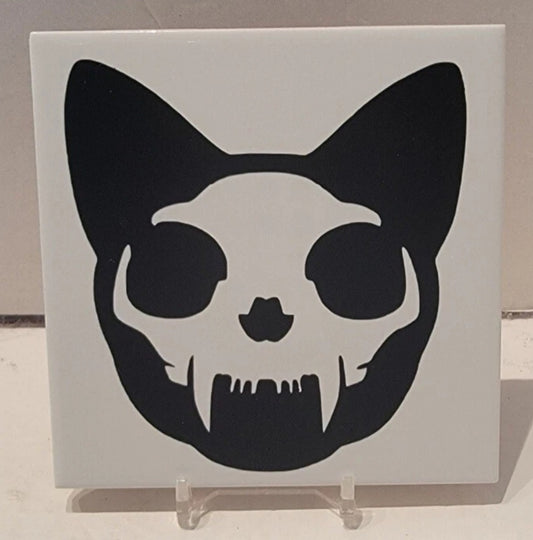 Cat Skull Ceramic Tile Coaster