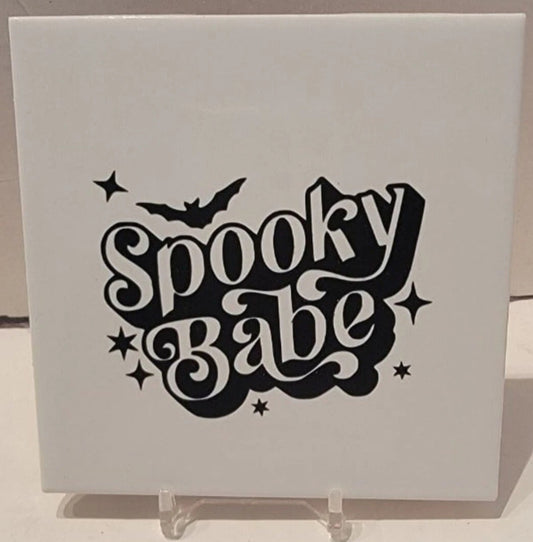 Spooky Babe Ceramic Tile Coaster