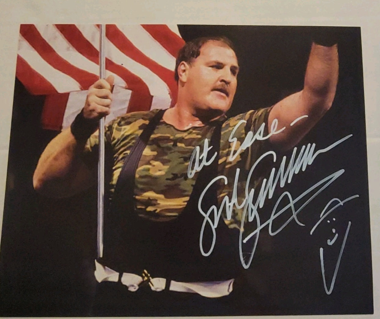 Sgt. Slaughter Autographed American Flag Photo with COA