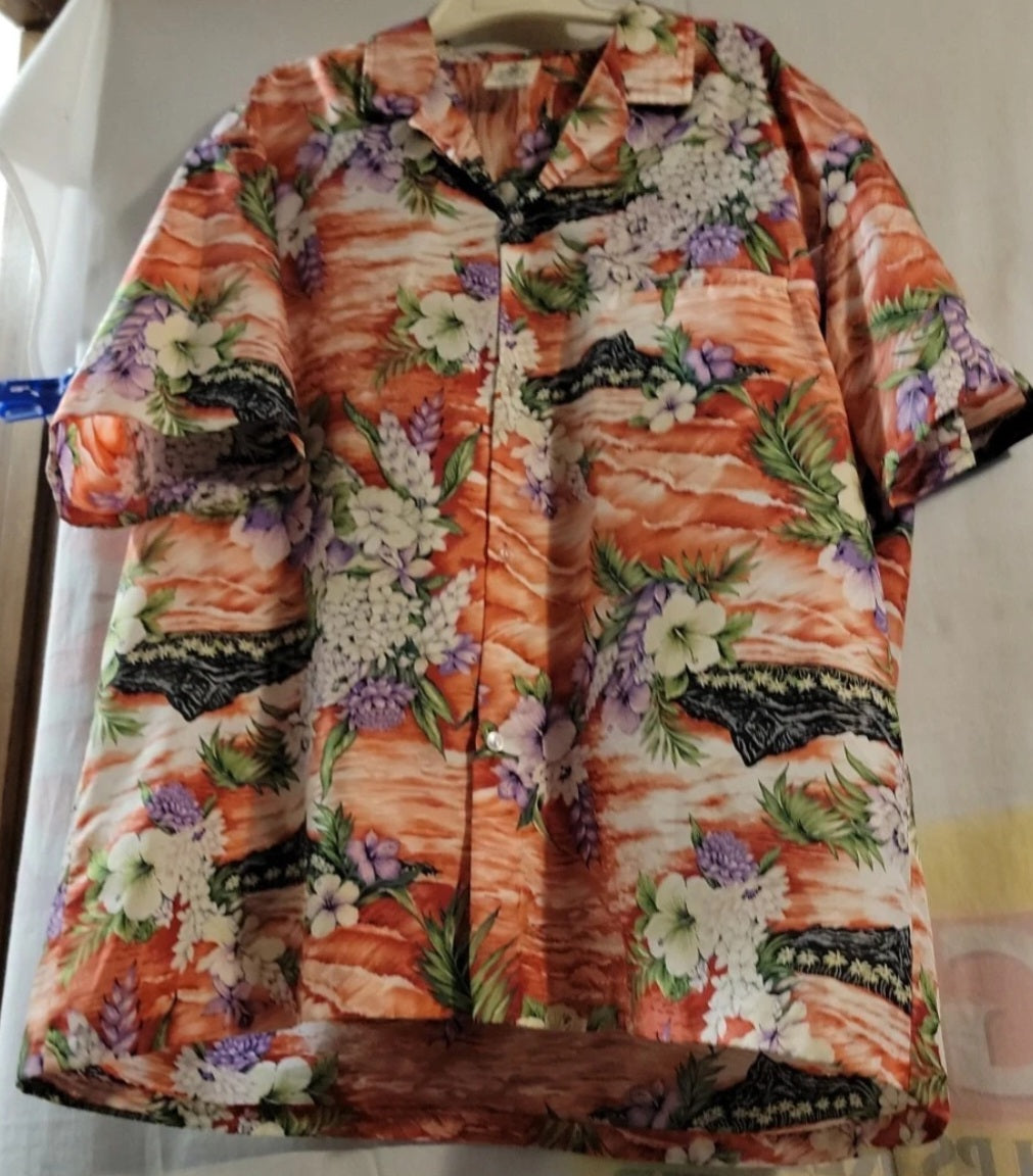 Royal Creations Floral Hibiscus Hawaiian Colorful Shirt Size XL