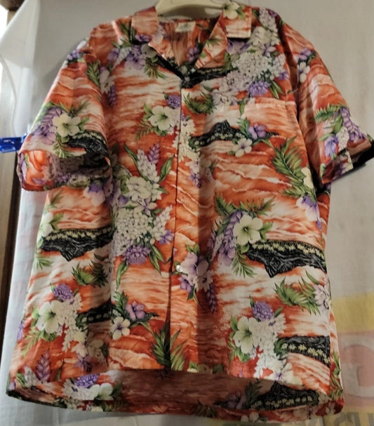 Royal Creations Floral Hibiscus Hawaiian Colorful Shirt Size XL