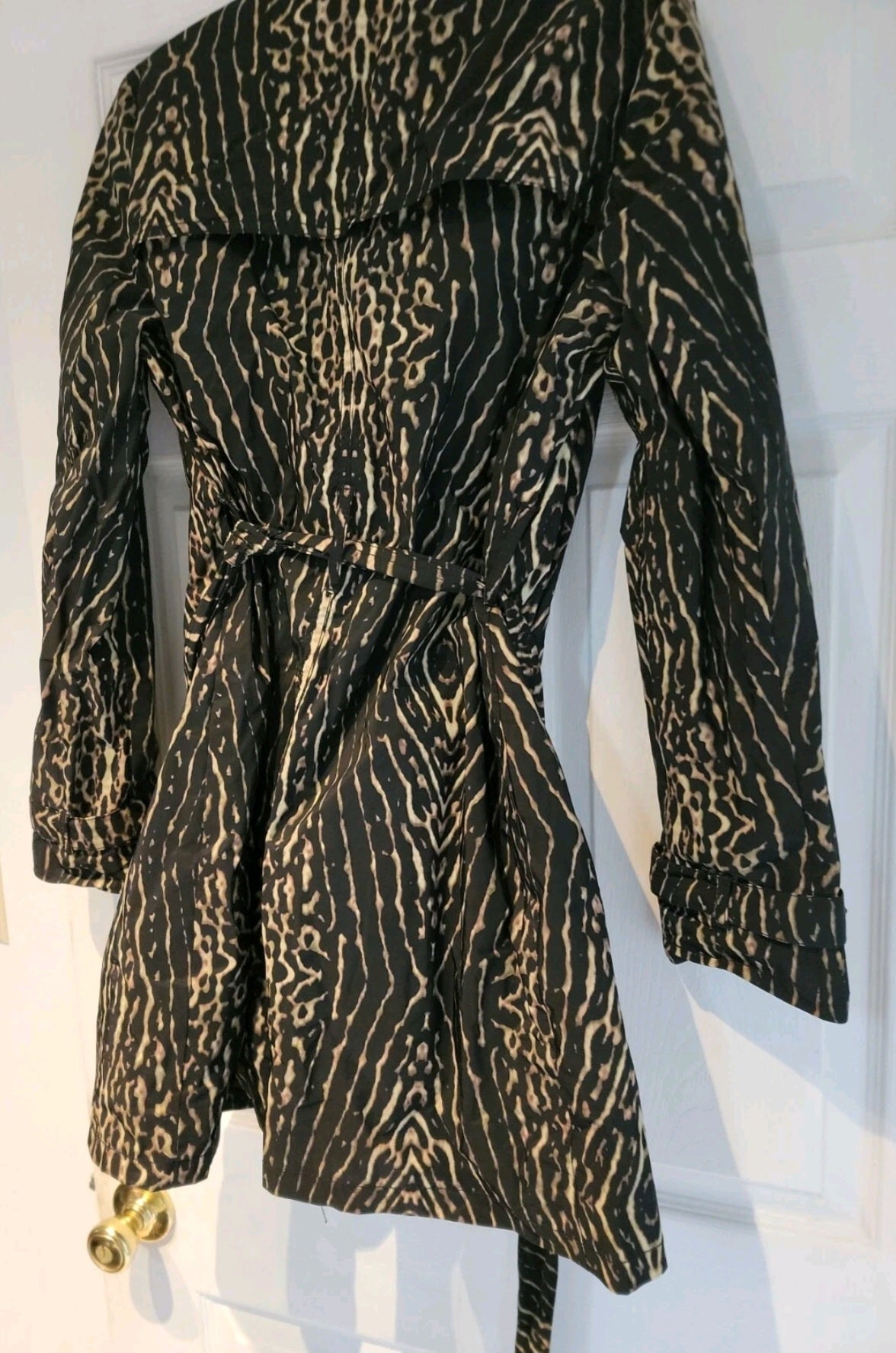 Kenneth Cole New York Animal Print Trench Rain Coat Size Small/Medium