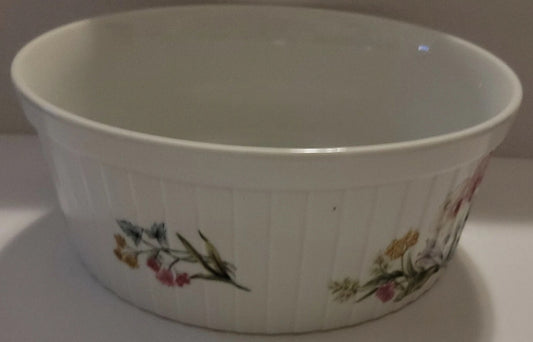 HERITAGE PORCELAIN OVEN WARE JAPAN AU GRATIN WILD FLOWER  CASSEROLES  DISH