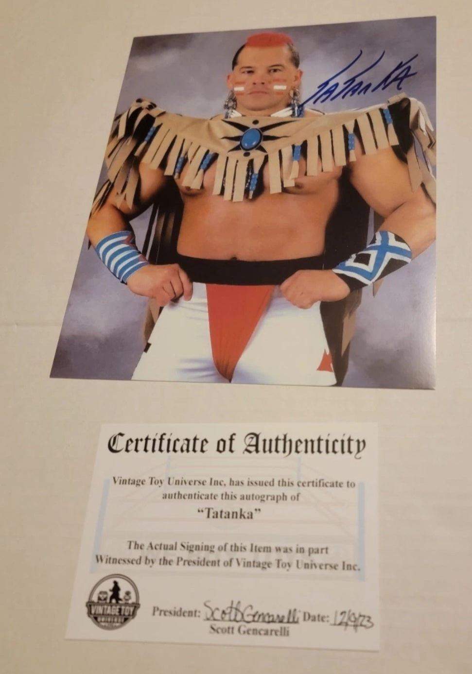 Tatanka Red Hair Autographed Photo With COA
