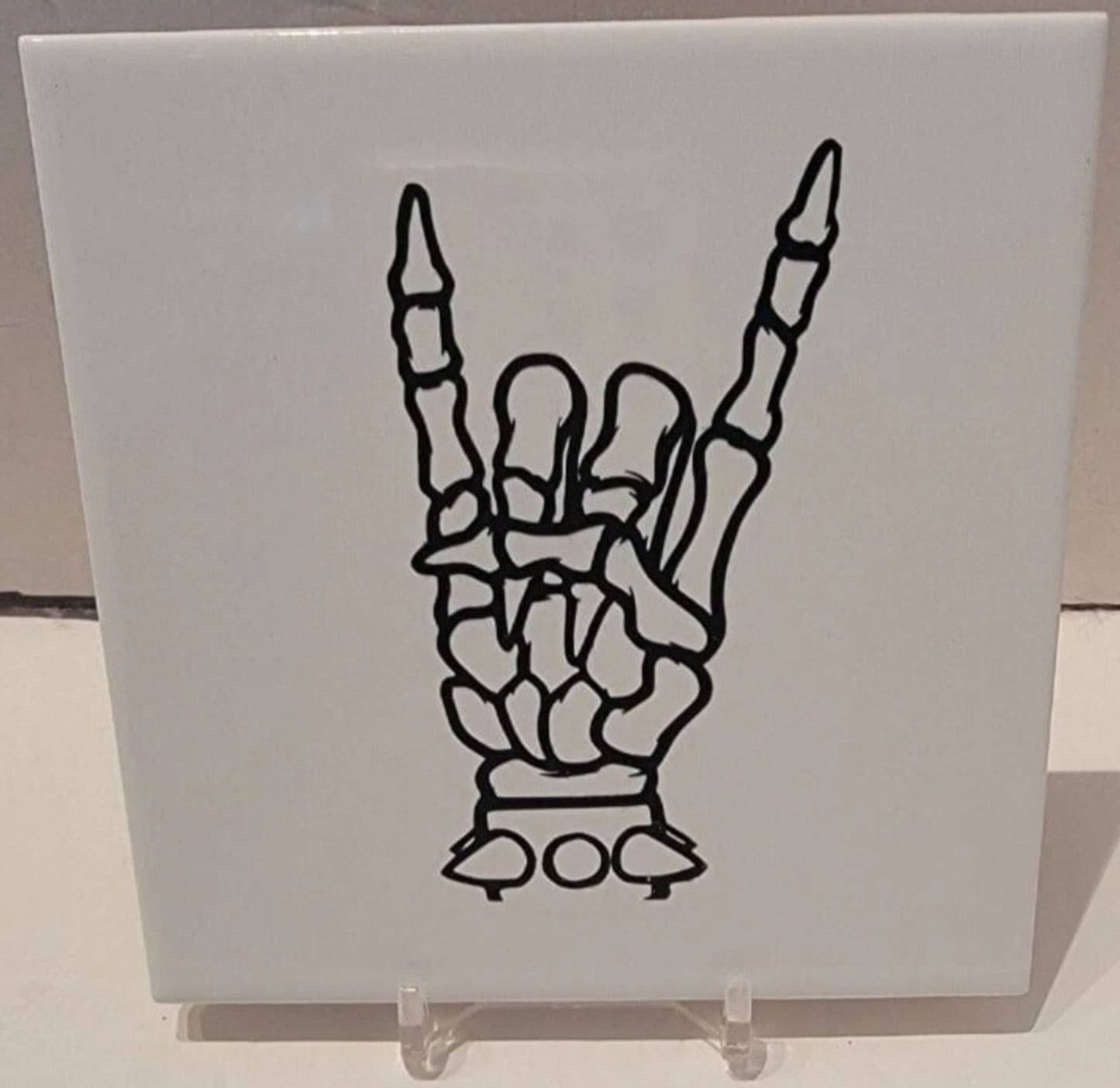 Skeleton Rock Hand With Spikes Ceramic Tile Coaster