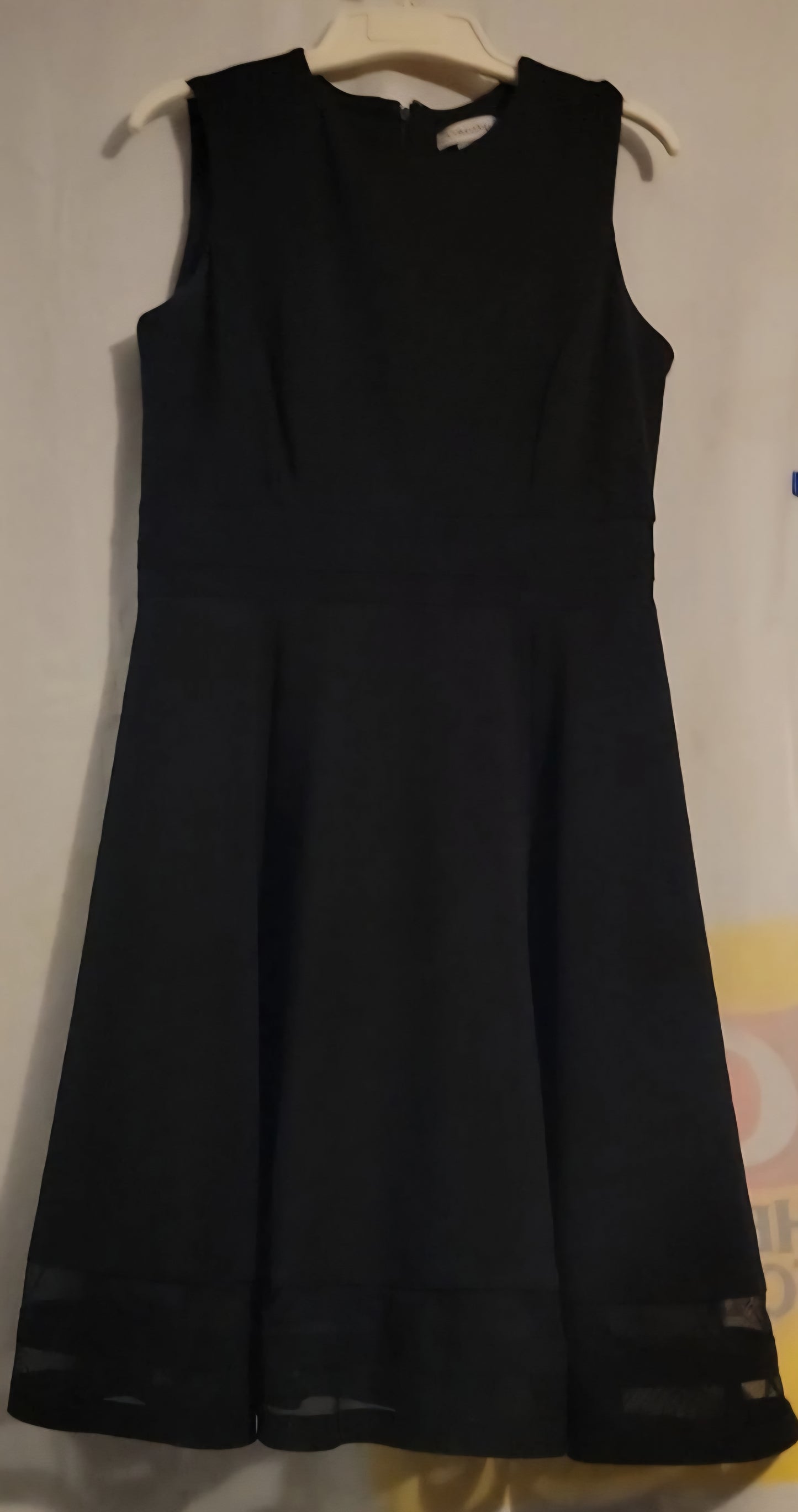 Calvin Klein Black Sleeveless Stretch Fit & Flare Sheer Bottom Dress Size 6