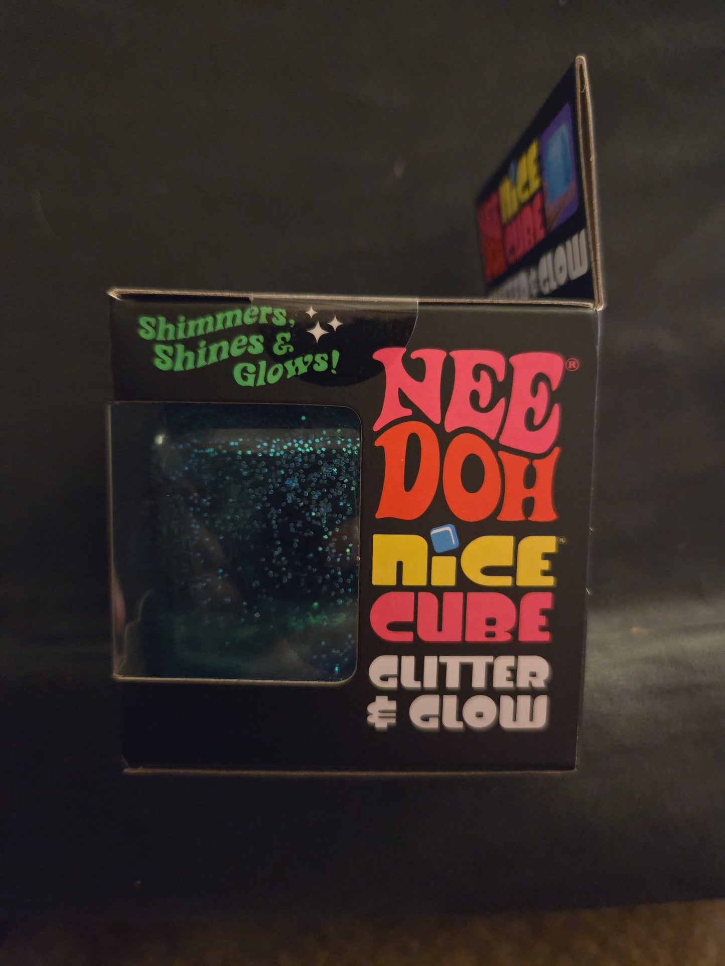 NeeDoh Blue Nice Cube Glitter & Glow Super Solid Squish Toy