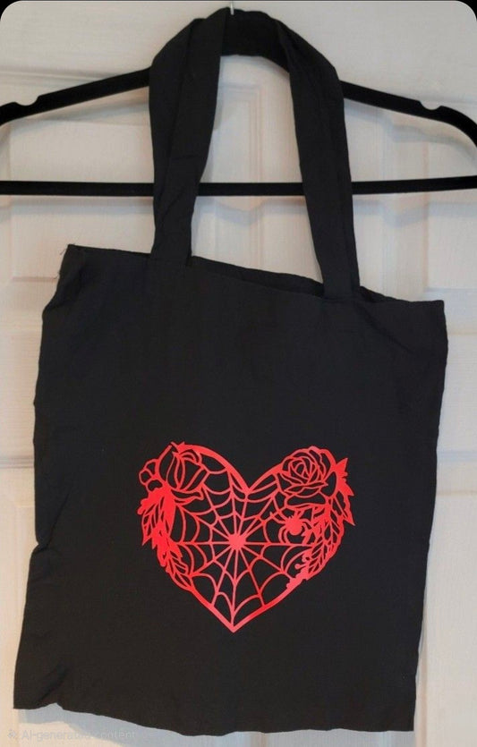 Spiderweb Heart Tote Bag