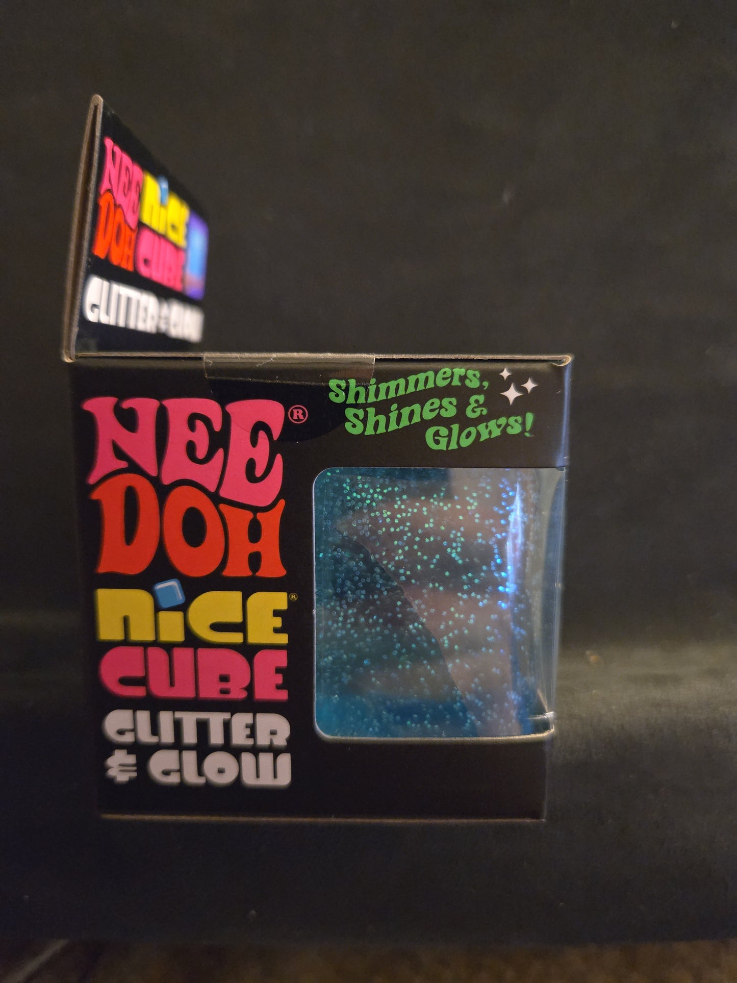 NeeDoh Blue Nice Cube Glitter & Glow Super Solid Squish Toy