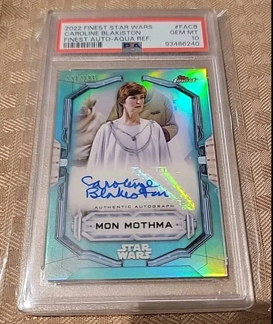 2022 Finest Star Wars Aqua Ref Caroline Blakiston As Mon Mothma Auto PSA 10