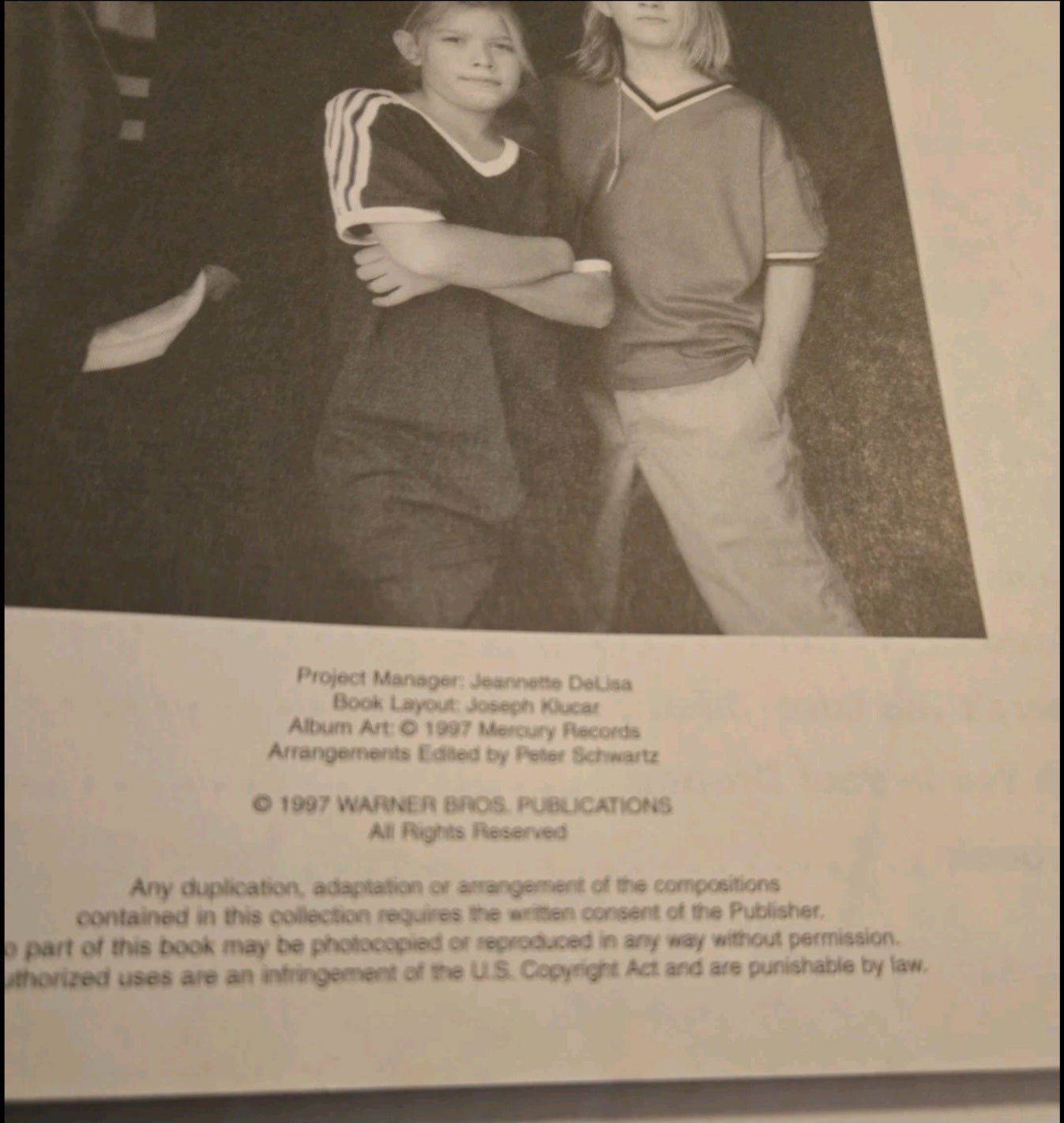 Hanson Middle Of Nowhere Guitar/Vocal/Chords Book- Missing Pullout Poster