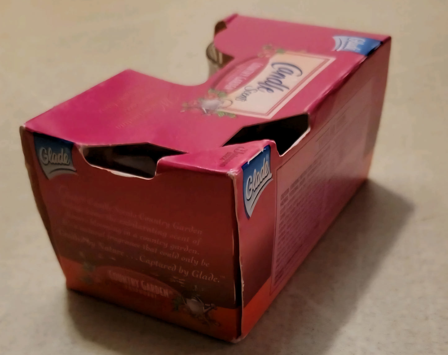 Glade Candle Scents Country Garden Potpourri  4 Votives 1 Glass Holder Jar NOS