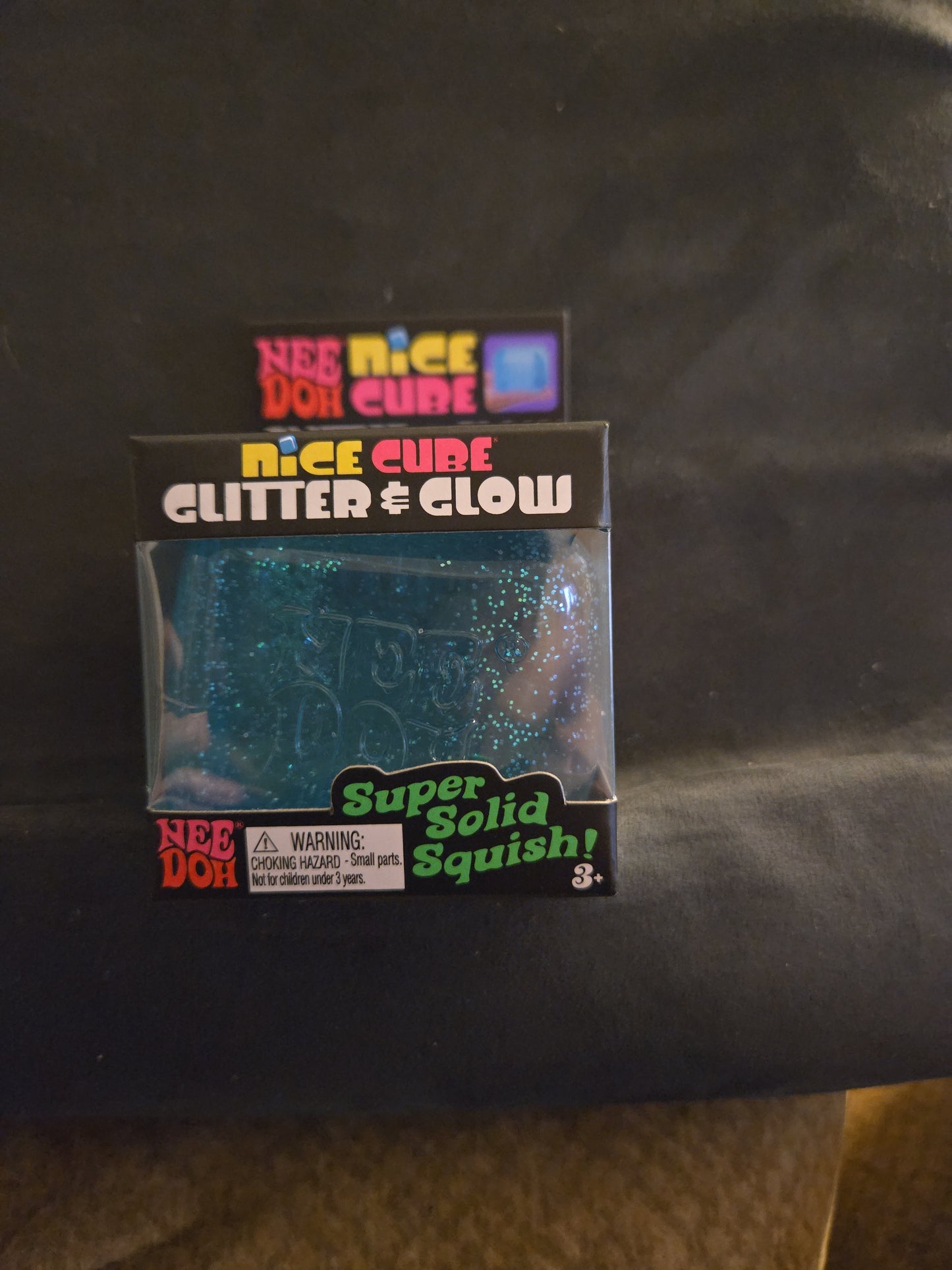 NeeDoh Blue Nice Cube Glitter & Glow Super Solid Squish Toy