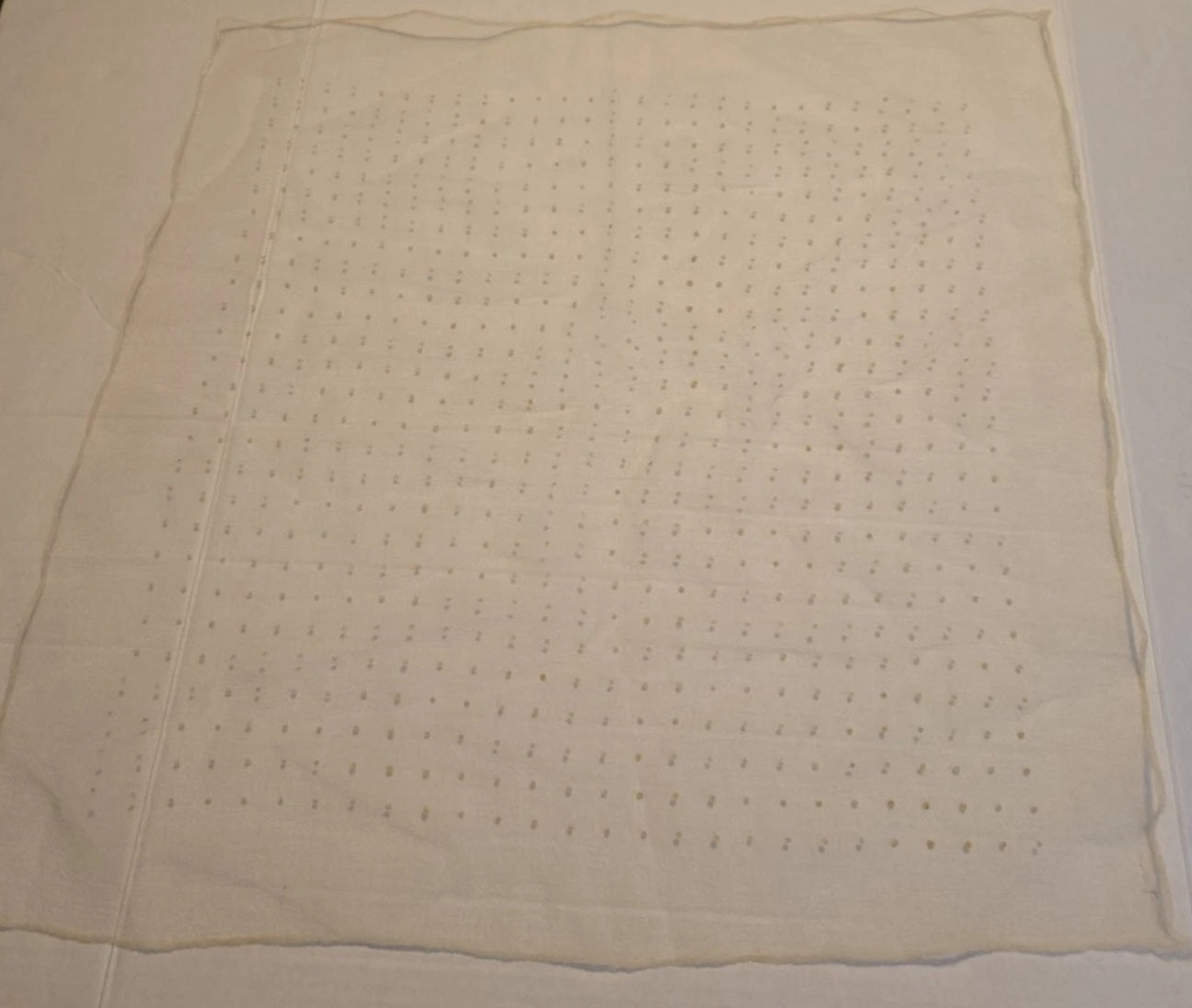 Vintage Ladies Head Scarf Pale Yellow Polka Dot 21.5x22