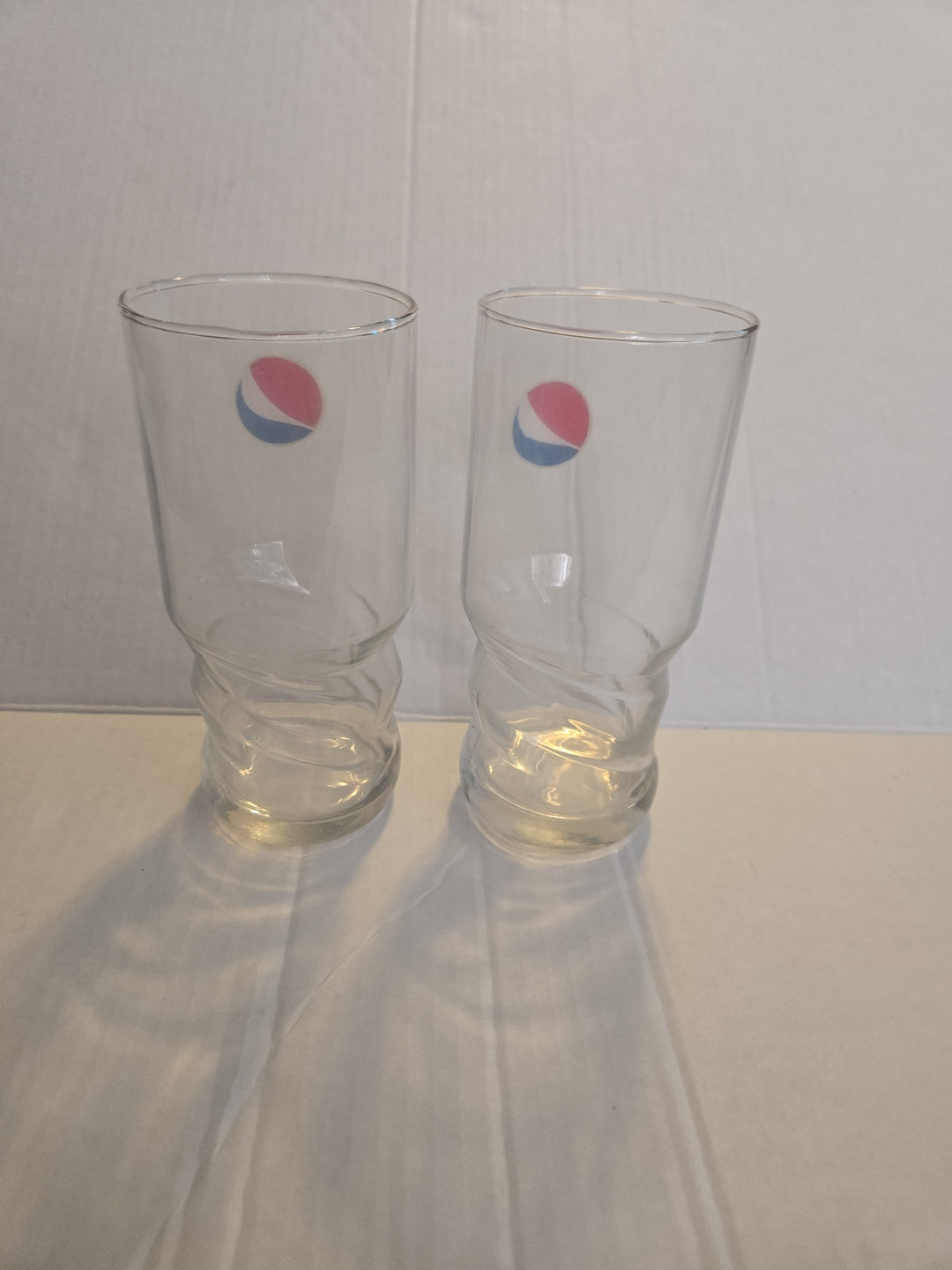 Vintage Pepsi Set of  2 Swirl Base 16 Oz Glasses