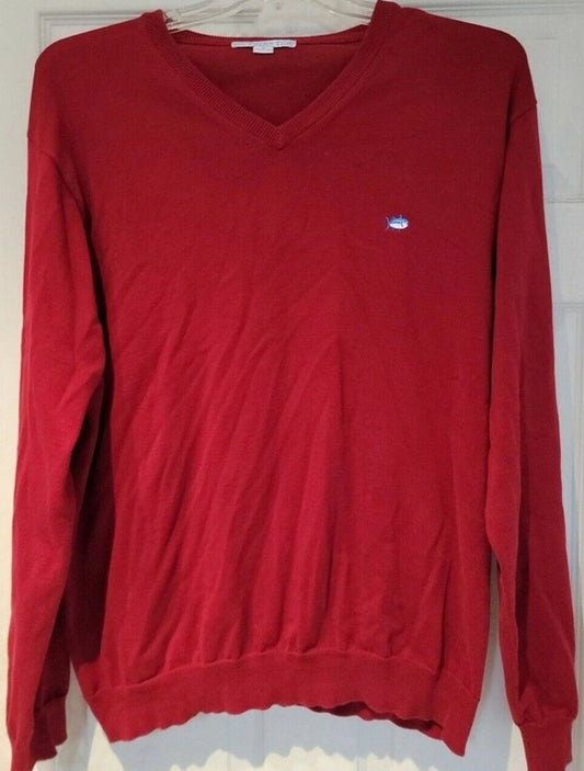 Southern Tide Red Cotton V Neck Pullover Size XL