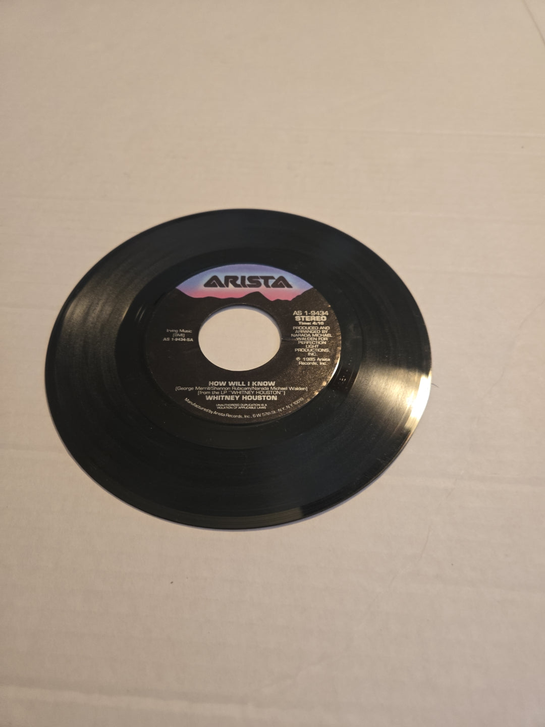 Whitney Houston How Will I Know 45 RPM Vinyl Record