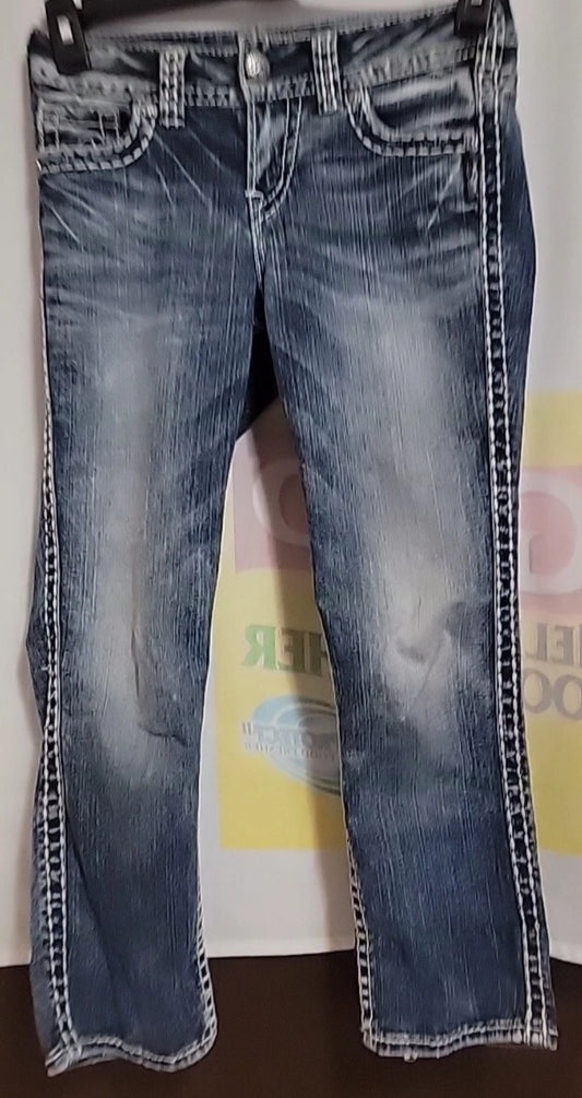 Silver Jeans Suki Fluid Denim Mid Capri Thick Stitch Women’s Size W26/L22.5