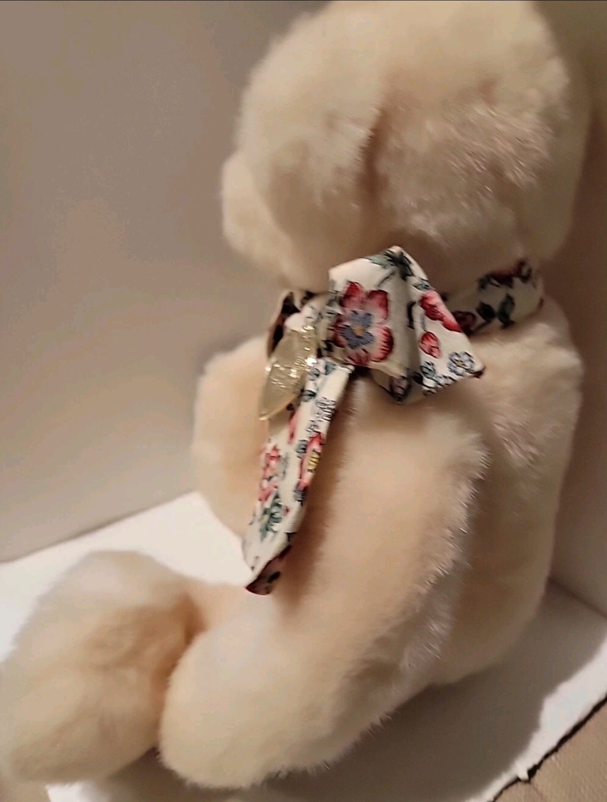 Vintage Victoria's Secret Gund Plush Teddy Bear Pink Floral Bow 1992