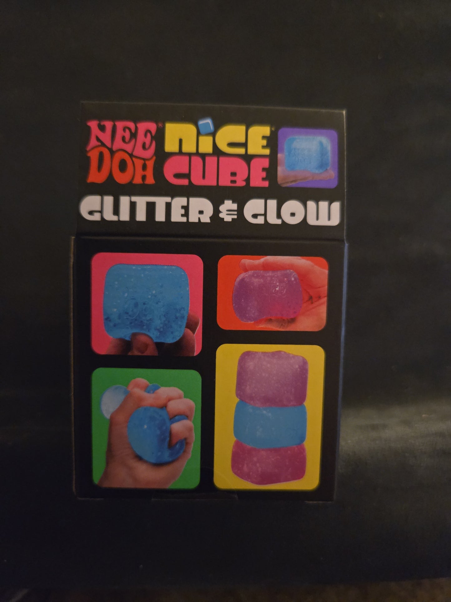 NeeDoh Blue Nice Cube Glitter & Glow Super Solid Squish Toy