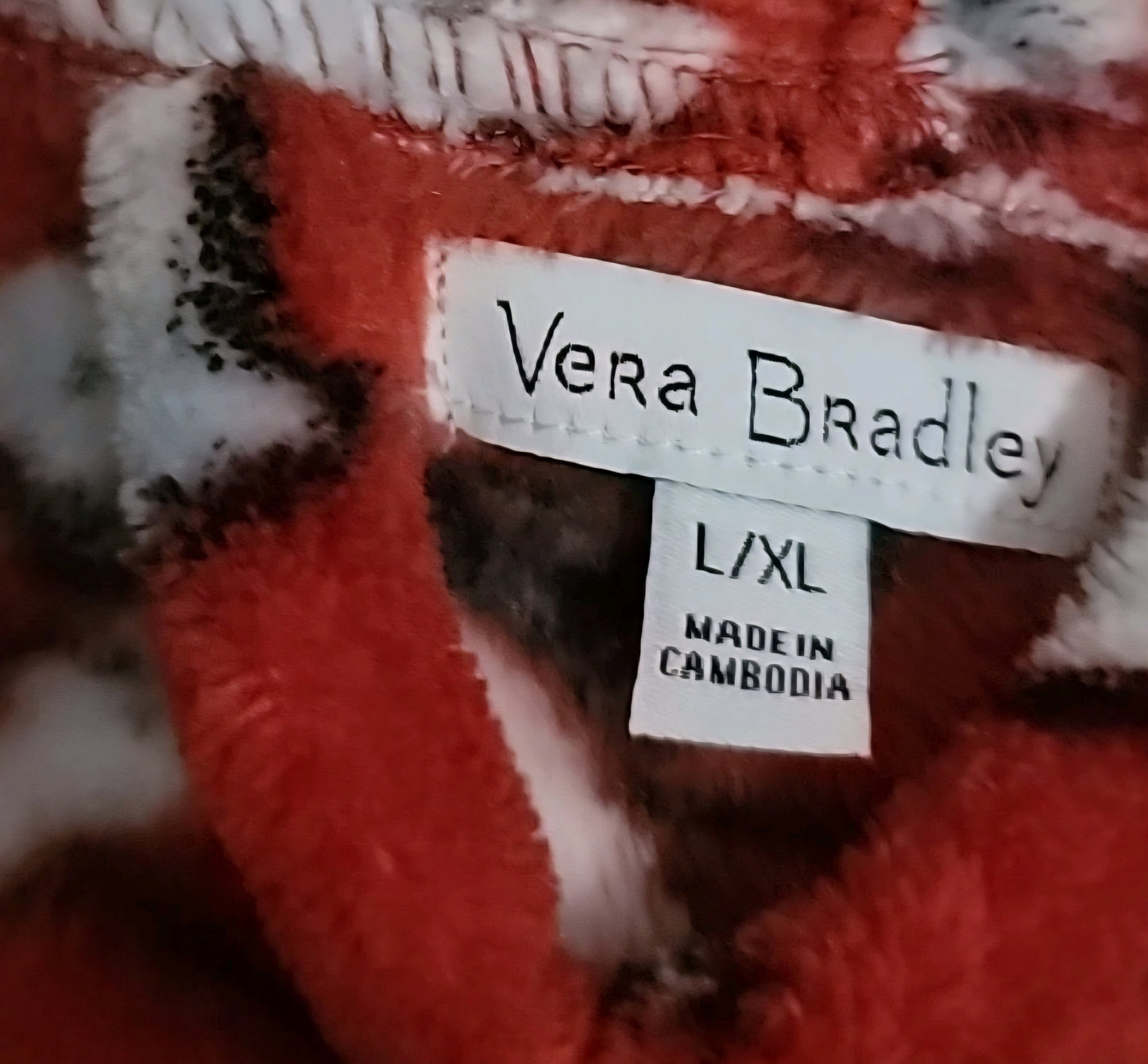 Vera Bradley Plush Fleece Polar Bears Beary Red Belted Hooded Robe Size L/XL