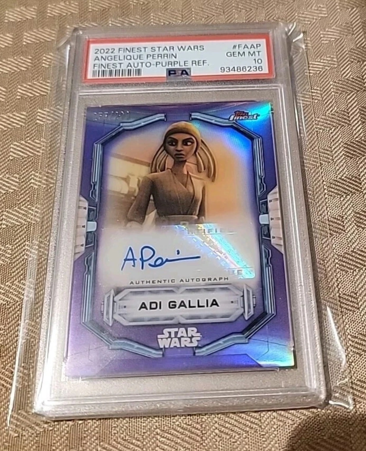 2022 Topps Finest Star Wars Purple Refractor Angelique Perrin Auto #255/299